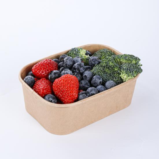 Rectangle Kraft Paper Container For Fruits Salad Packing